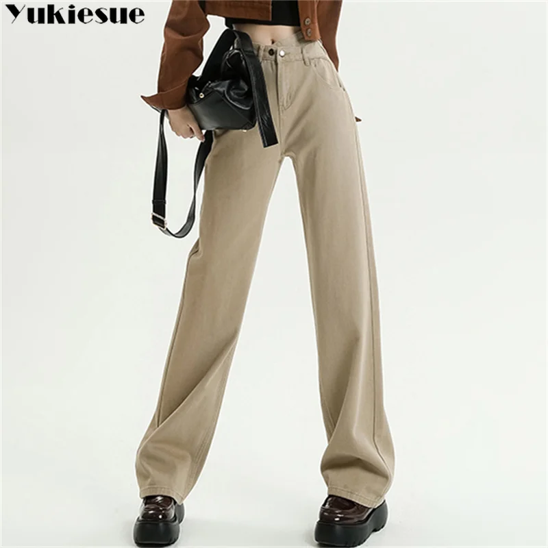 

2023 Autumn Winter Women Jeans Korean Edition High Waist Loose Straight Wide Leg Denim Y2k Casual Streetwear Vintage Trouser