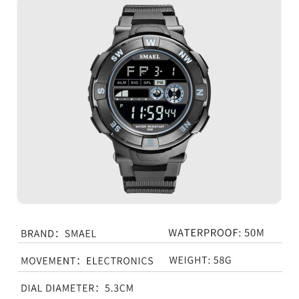 2024 New Digital Watch Men's Sports Casual Glow-in-the-dark Waterproof Student Electronic Watch Relogio Masculino Watch for Men