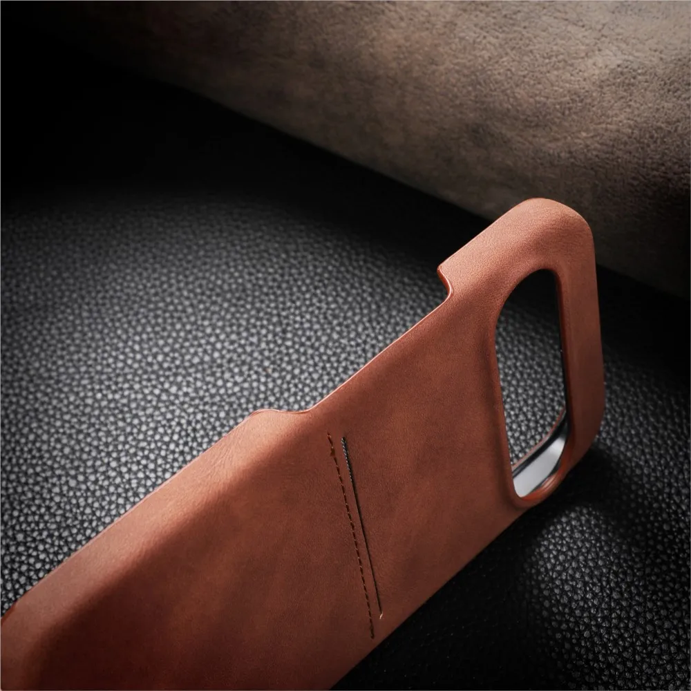 Luxury Sheepskin Leather Wallet Card Holder Phone Case with Shockproof Back Cover and Card Slot