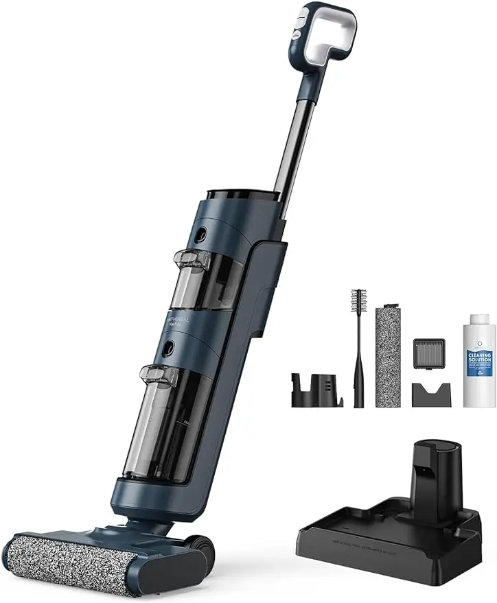 

AIRTHEREAL Cordless Wet Dry Vacuum Cleaner, Close-to-Floor Brush and Powerful 12Kpa Suction, - Self-Cleaning, Smart Digital Disp