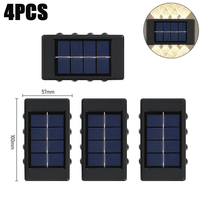 8 LED Solar Wall Lamp Outdoor Waterproof Solar Powered Light UP and Down Illuminate Home Garden Porch Yard Decoration solar led flood lights Solar Lamps