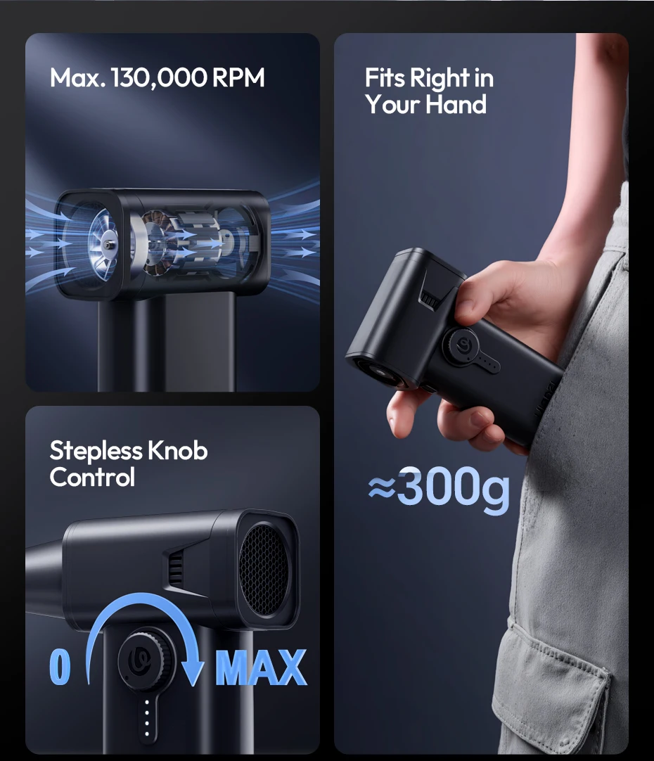 AD02 STORM Electric Air Duster II 130,000 RPM Max for Camera Smartphone Cleaning
