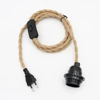 Industrial Retro Hanging Lamps Hemp Cord Twisted Cable E27 Lamp Holder for Bedroom Corridor Balcony Pendant light fixture