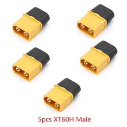 XT60 XT60H Bullet Power Connectors - Male & Female Plugs for RC, Lipo Battery, Motor, and 3D Printer Applications (5/10PCS) (5pcs XT60H male)