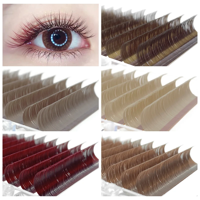 

NATUHANA Caramel Colored Lashes Extension Individual Mink Colour False Eyelashes Brown Teal Mocha Color Lash for Makeup Tools