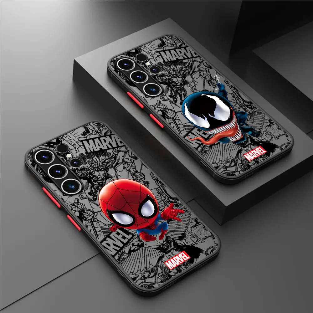 Cover Matte Marvel Hero Ironman Spiderman Case Per Samsung Galaxy S9 S20 Fe S22 S10 Plus S23 Ultra S23 Fe S24 Plus S21 Hard Pc