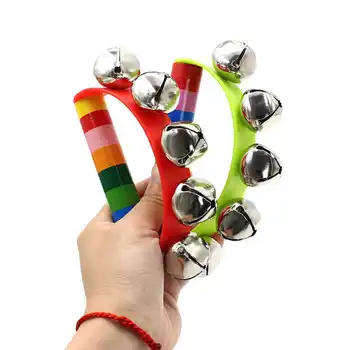 Rainbow Wooden Handbell Rattles 1