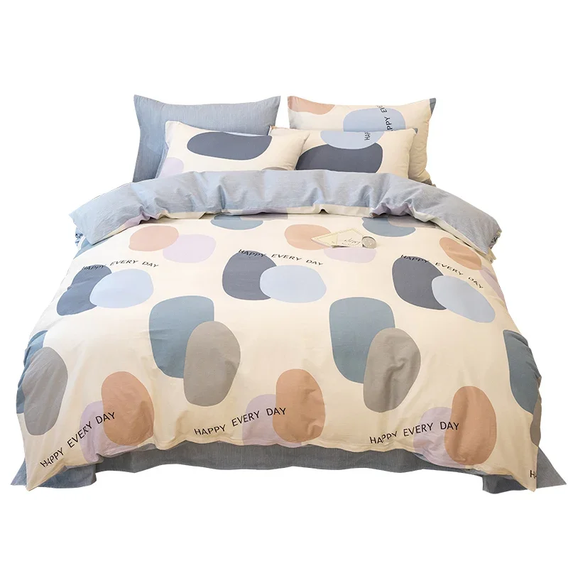 

Four-Piece Set Nordic Style Bed Pure Cotton All Cotton 100 Minimalist Bed Sheet Duvet Cover Cover Bedding Dormitory Three-Piece