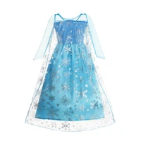 Robe Elsa Cosplay robe de princesse bleu clair à manches longues paillettes enfants robes carnaval fête robe de soirée robe pour les filles 6
