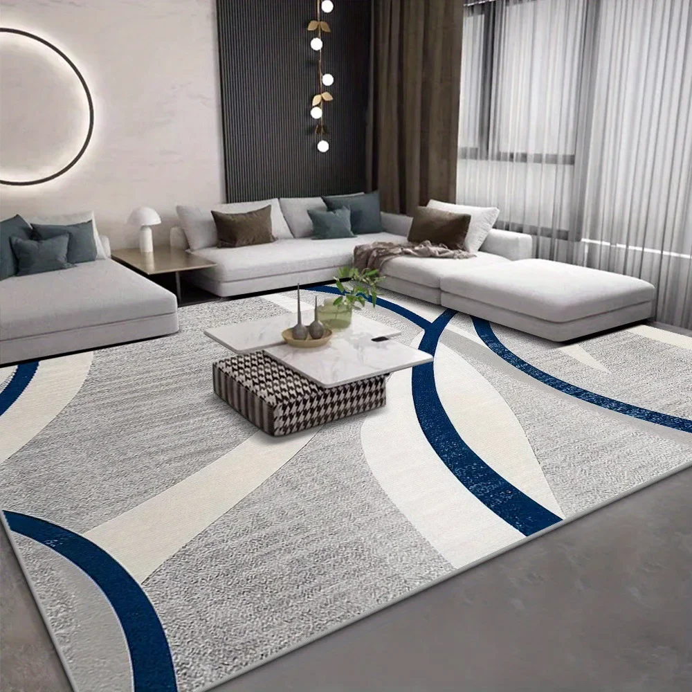 VIKAMA Moderner Abstrakter Linien-Teppich, Fleckresistent & Rutschfest, Wohnzimmer-Couchtischmatte, Balkon- & Mehrzweckraum-Teppich, Wohndekoration – Detail 1