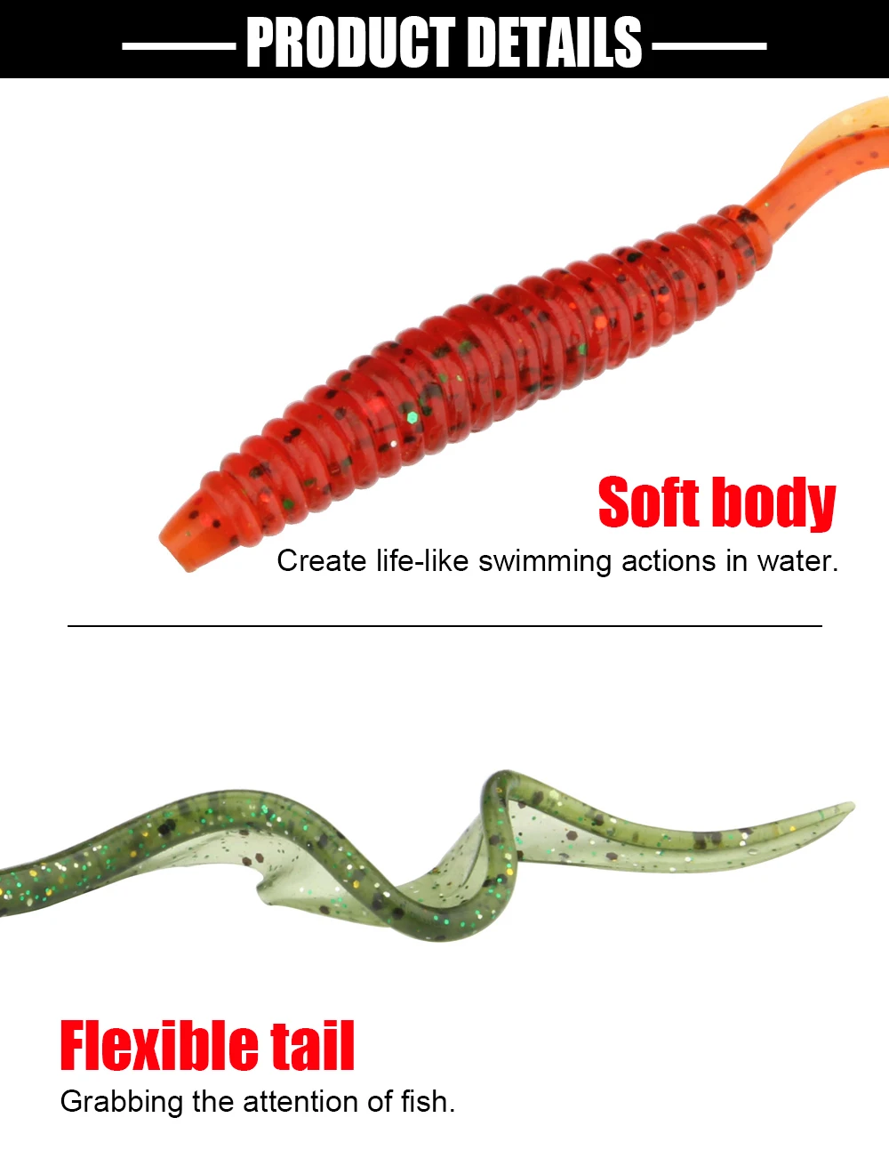 Spinpoler 13cm/18cm Soft Silicone Fishing Lures Artificial Bait Swimbaits  Shad Worm Grub Long Tail Bass Pesca Tackle 5pcs/Pack