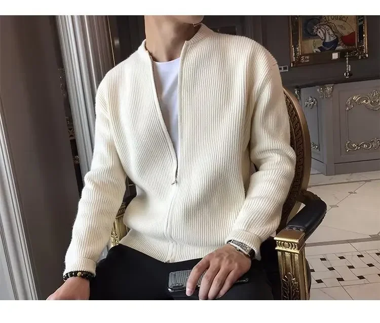 Description Picture 2 of itemSpring Autumn 2023 New Men's Sweater Jacket Solid Color Knitted Cardigan Casual Versatile Slimming Smooths Your Silhouette Top