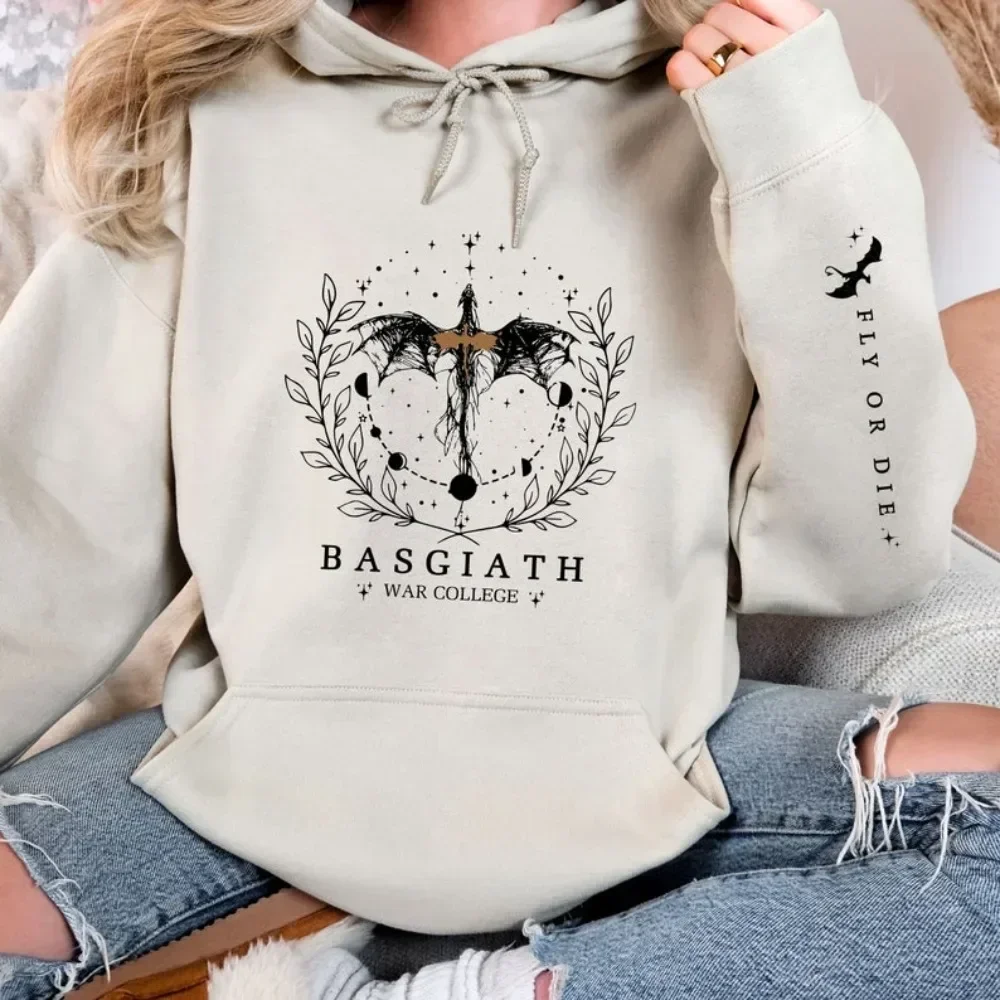 2025 Felpa con cappuccio autunno/inverno da donna Felpa quarta ala Basgiath War College Dragon Knight Felpa con cappuccio Fantasy Gift Pullover unisex 2
