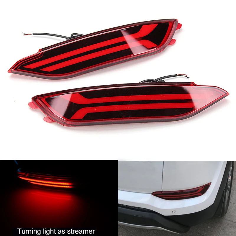 

2 functions LED Rear Bumper Reflector Light Car Driving Brake Fog Trim Molding Tail Lamp For Hyundai Tucson 2015 2016 2017 2018