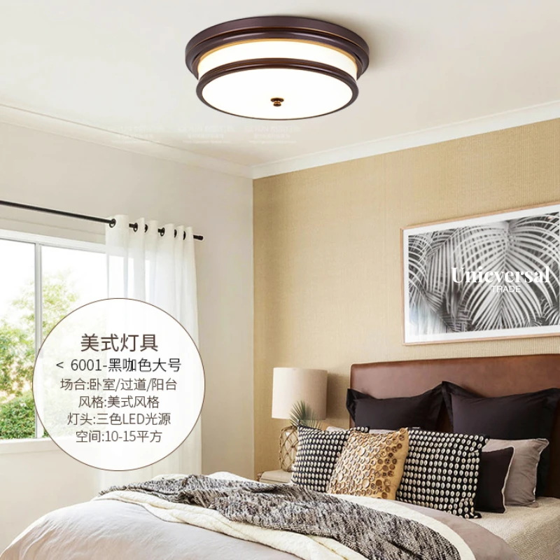 American wrought iron ceiling light round bedroom led ceiling light Nordic modern minimalist home lighting