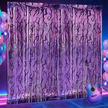Tende con Frange 1x2m, Tema Musica Pop, Effetto Pioggia di Luci, Decorazioni per Feste e Atmosfera Cinematografica
