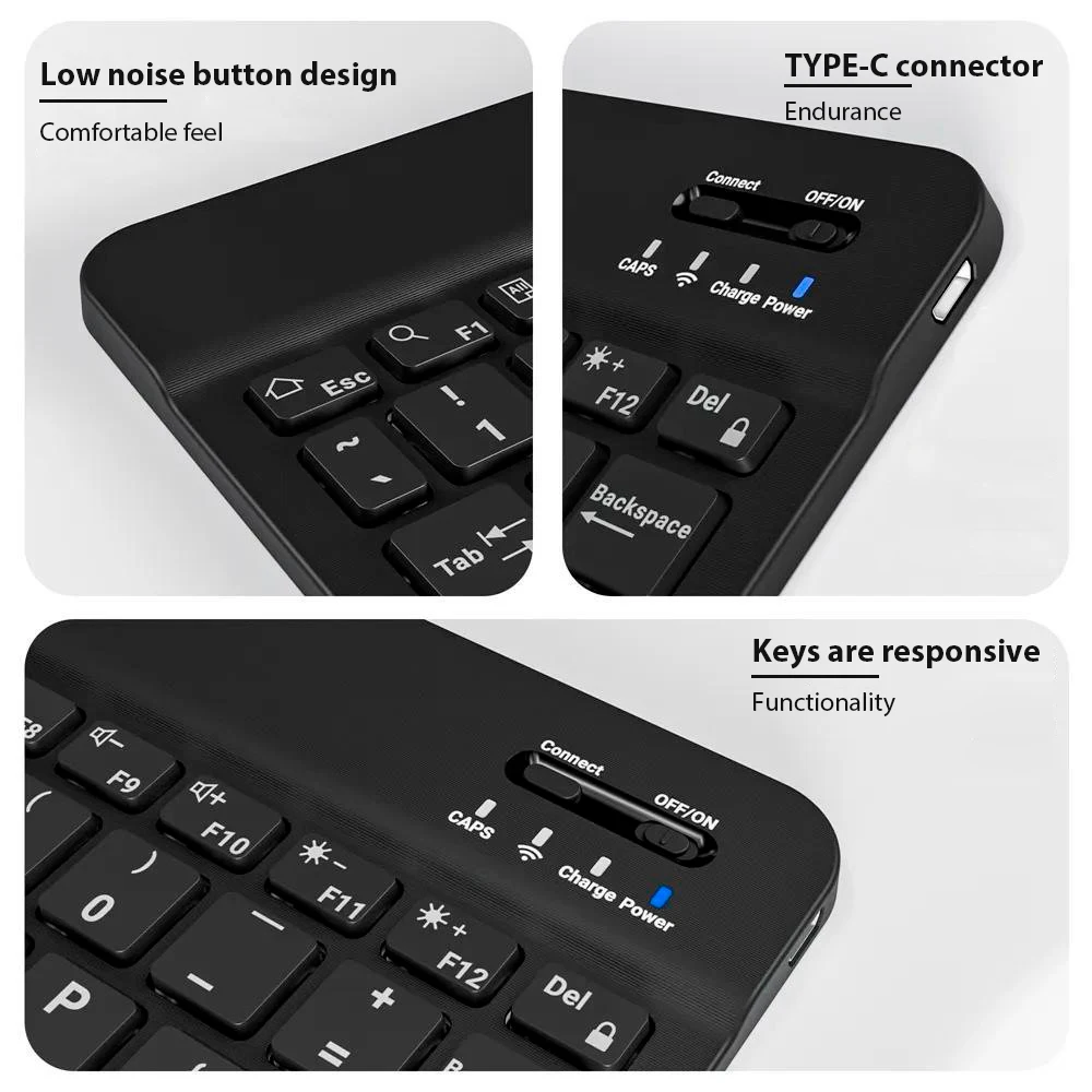 Compact Bluetooth Wireless Keyboard with Rechargeable Mouse