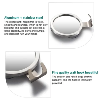 กระจกห้องน้ำติดผนังแบบสุญญากาศ ป้องกันฝ้า สำหรับแต่งหน้า โกนหนวด พร้อมที่วางเครื่องโกน 1