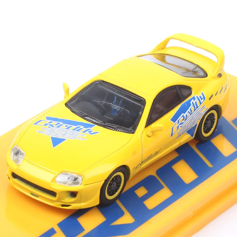 Tarmac Works 1:64 Scale Mini Toyota Supra Gready Car Super Racing Diecast & Vehicles Metal Auto Model Toys Acrylic Box Yellow