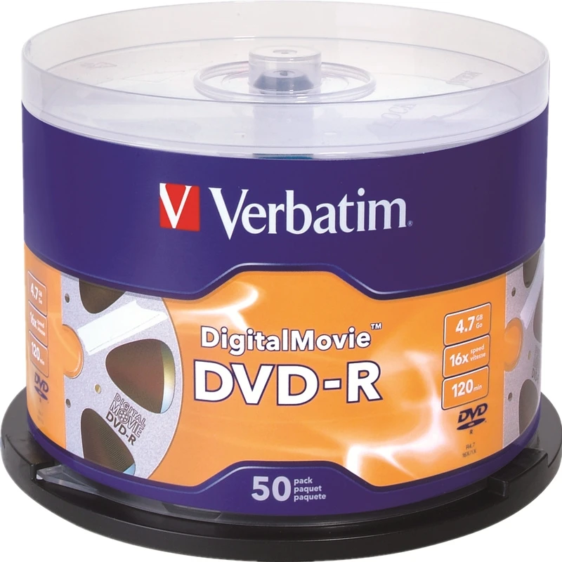 4.7GB, DATA-120MIN, Velocidade 16X, Pacote 50