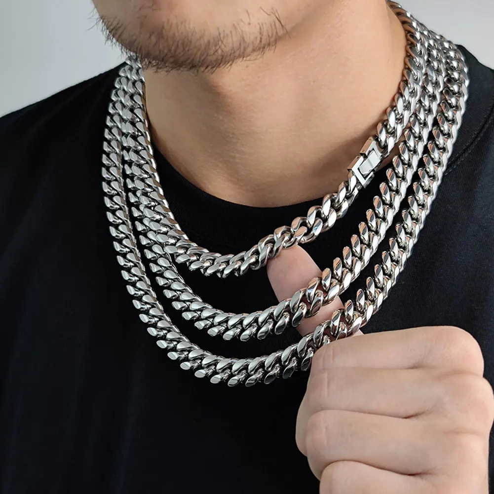 Richsteel チャンキーキューバチェーンネックレス メンズ ボーイズ レディース 6mm/10mm/14mm 幅14/18/20/22/24/26/28/30インチ 長さステ　並行輸入 チャンキー・キューバチェーン | miteravita