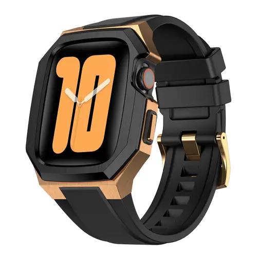 Stainless Steel Case Mod Kit for Apple Watch Ultra 2/1 49mm 46mm 45mm 44mm Fluororubber Strap for IWatch Series 10 9 8 7 6 5 4 3 - Image 8
