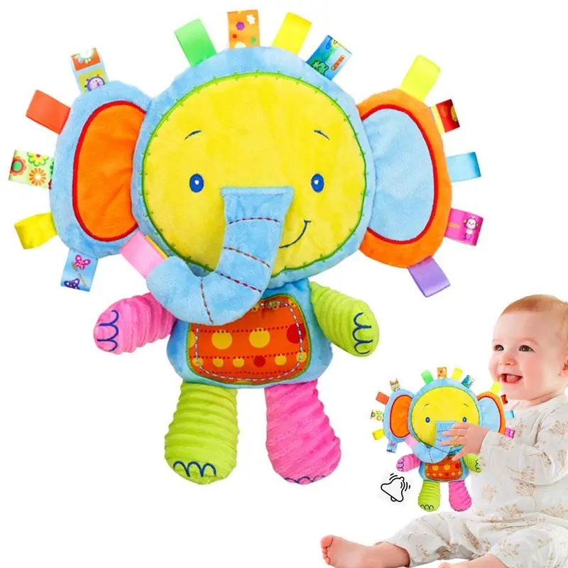 

Lovey Elephant Plush Toy Baby Soft Stuffed Animal Doll Built-in Bell Rattles Sensory Toy For Newborn Christmas Birthday Gifts