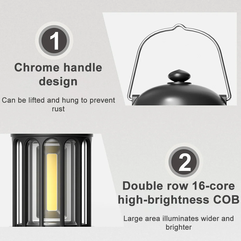 Description Picture 3 of itemVintage Camping Lantern Portable Flashlight Outdoor Rechargeable Lighting Tent Lights For Camping, Exploring