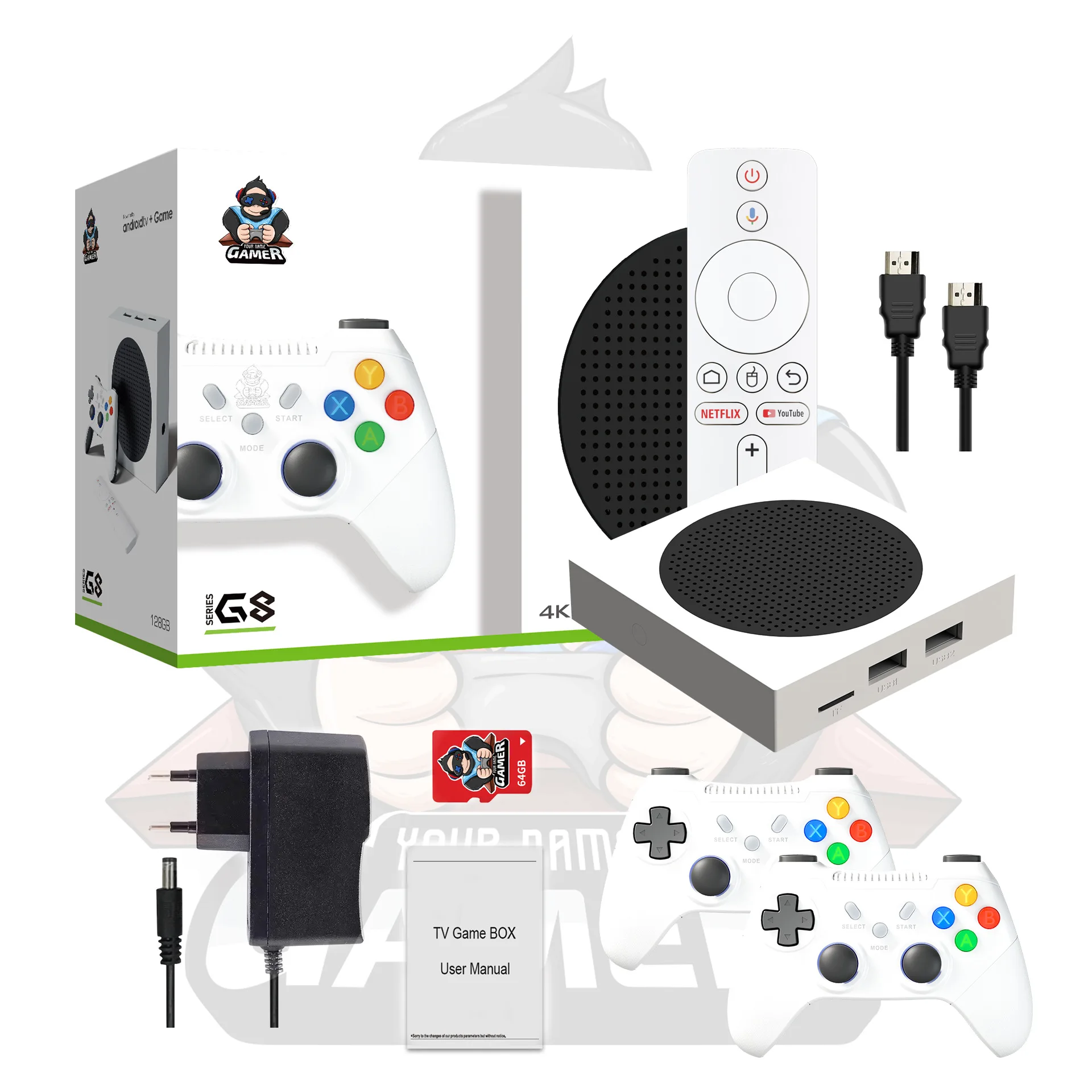 G8 128G Retro video classic game console 5G Android network game box one high-definition video player 2.4G Wireless controller