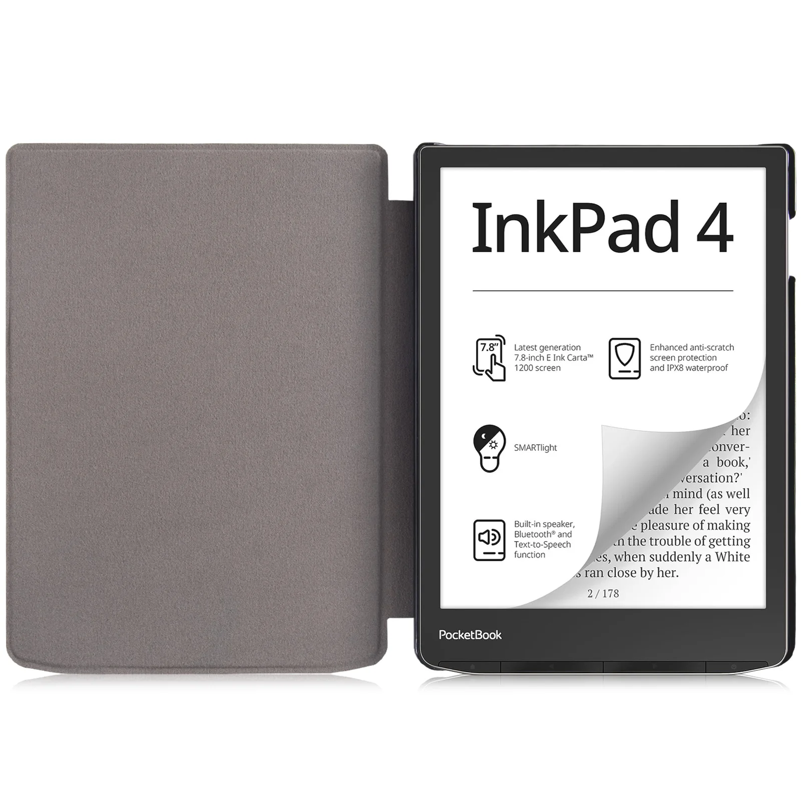 Slim Case for All-New PocketBook InkPad Color 2/Pocketbook InkPad 4 - Lightweight PU Leather Folio Cover with Auto Sleep/Wake