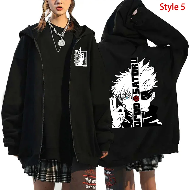 thumbnail image 1 of Chaqueta con cremallera de Anime para hombre y mujer, Sudadera con capucha con estampado de Gojo Satoru, ropa de calle informal Harajuku Unisex, otoño, 1 of 4