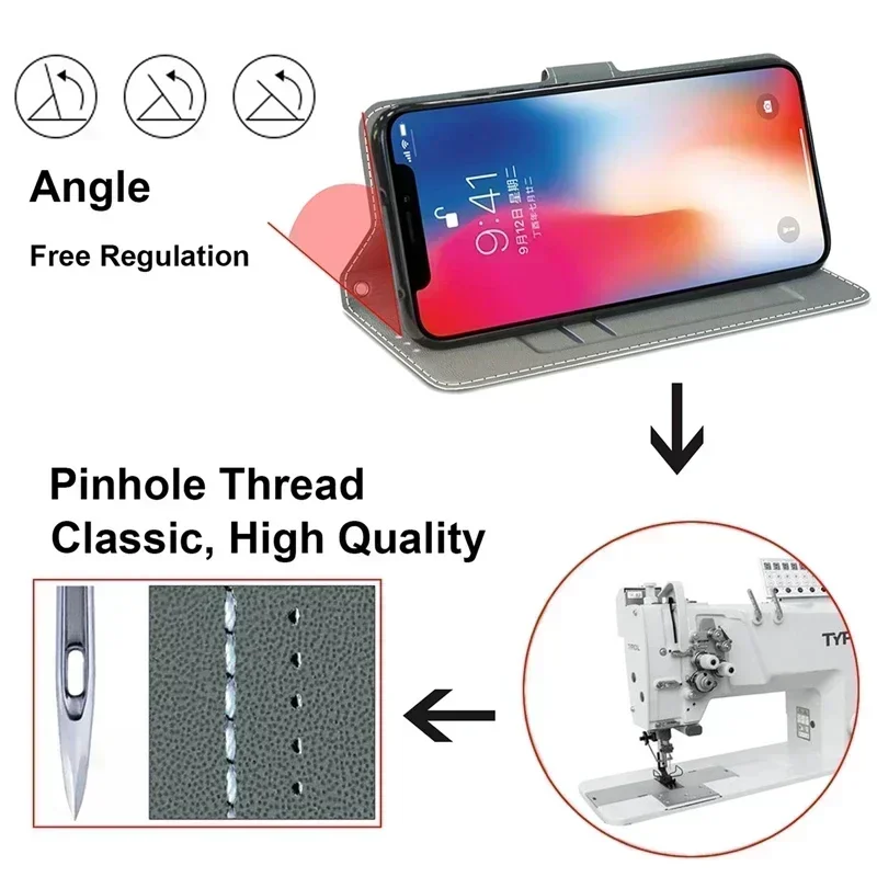 Magnetic Flip Leather Wallet Phone Case with Book Cover