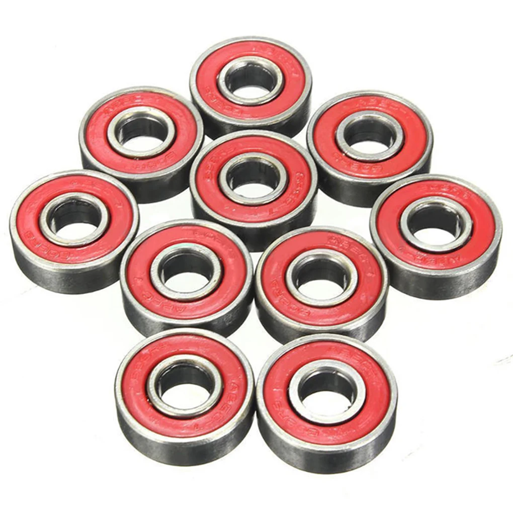 

10 Pieces Skateboard Bearing Longboard Bearings Roller Skate Scooter Wheel Replacement Part Professional Assembly Red