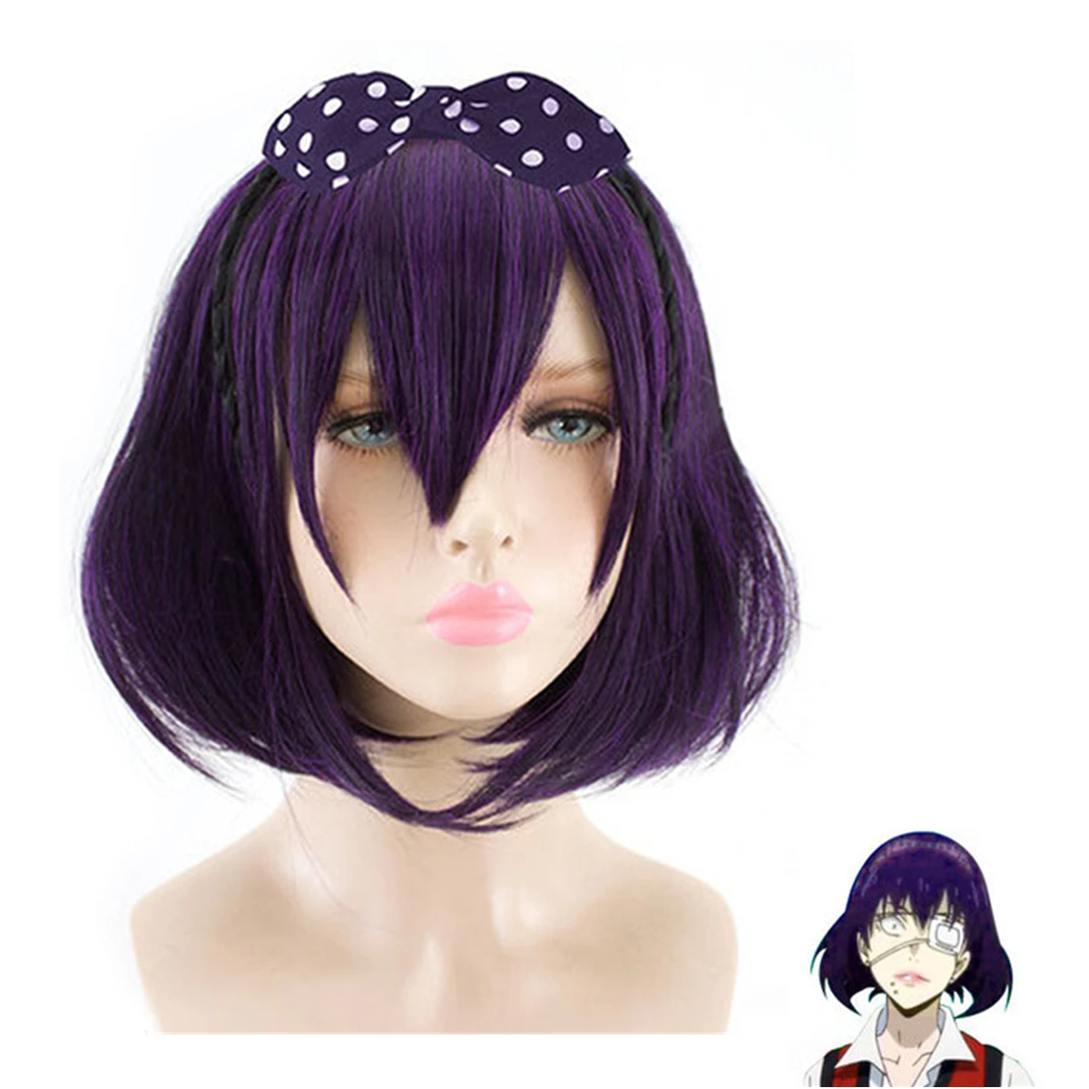 

Anime Kakegurui Midari Ikishima Cosplay Girl Women Maid Wigs Dark Purple Color Mixture Halloween Costume Accessories Prop