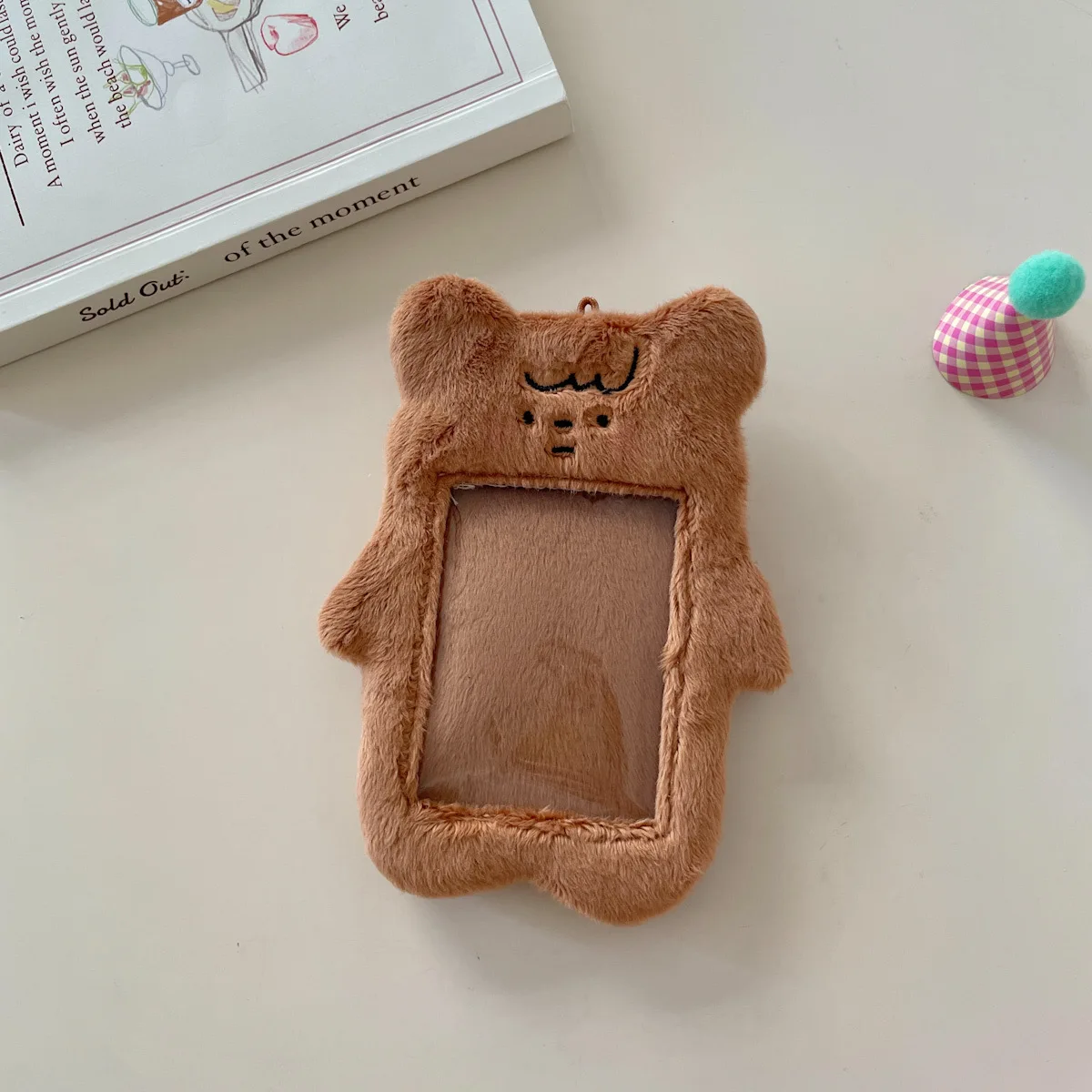 Original Cute Bear and Pink Rabbit Plush Card Holder Set for Korean Ins Polaroid Guka Small Card Display Pendant 6