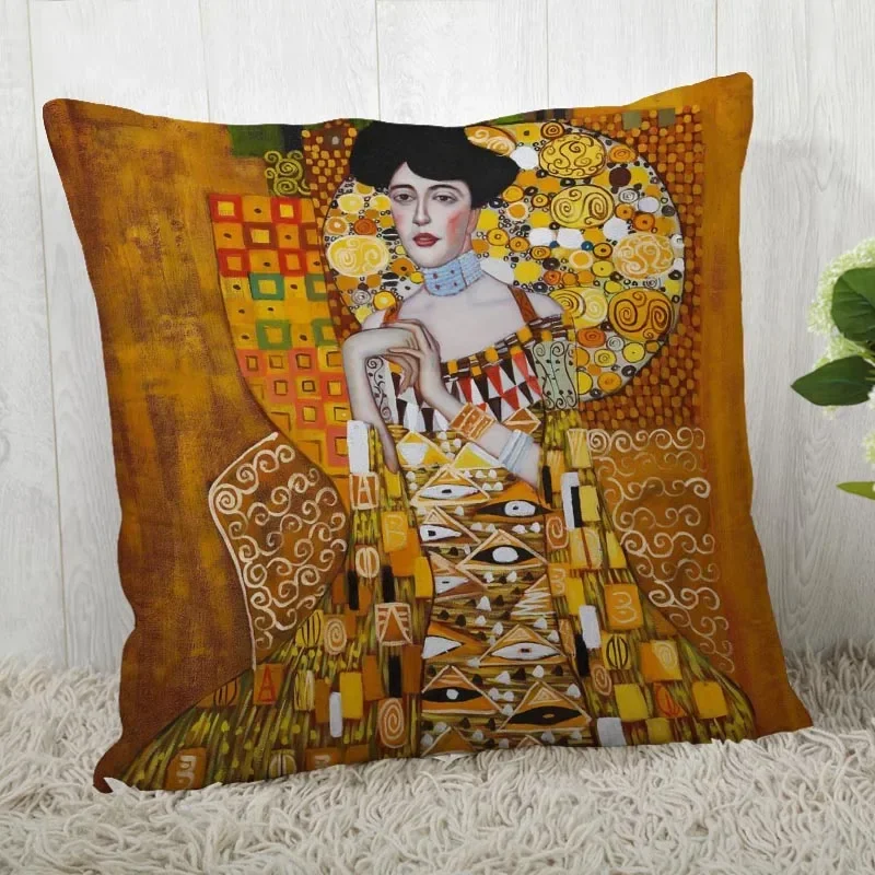 Elegant Gustav Klimt Art Satin Pillowcase - Home & Office Decor Cushion Cover 40x40cm