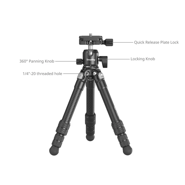 Carbon Fiber Pocket Table Tripod Load 5kg Portable Foldable Tripod for DSLR Mirr