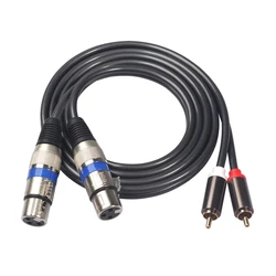 Premium Dual XLR to RCA Audio Cable - 1.5m Copper Signal Patch (Black)