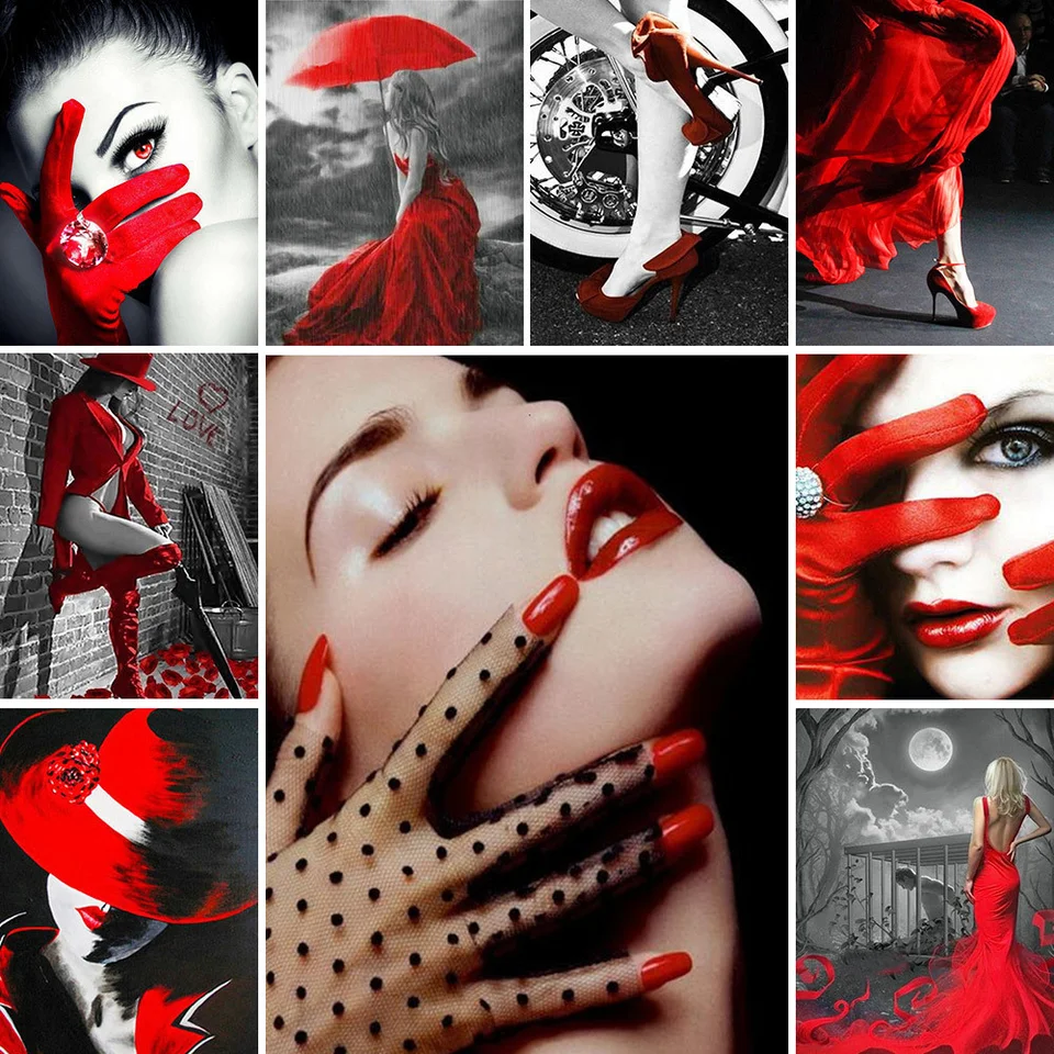 絵画時代11/14CT刺繍絵画赤女性クロスステッチキットdmcプリント