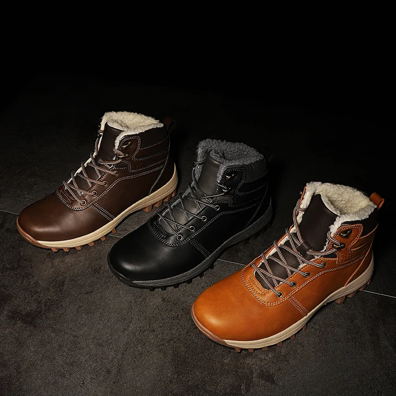 حذاء رجالي برقبة مرتفعة مصمم للثلج، يتميز بتصميم ر...