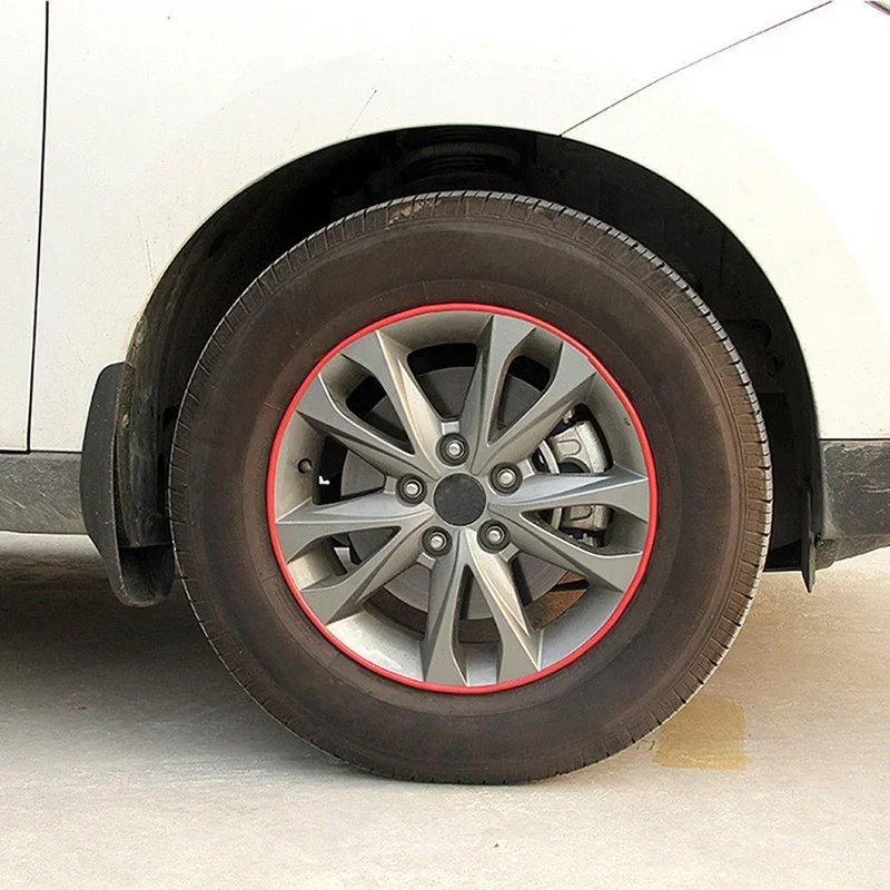 8M Red Car Wheel Hub Rim Edge Protector Ring Tire Guard Sticker Rubber Strip