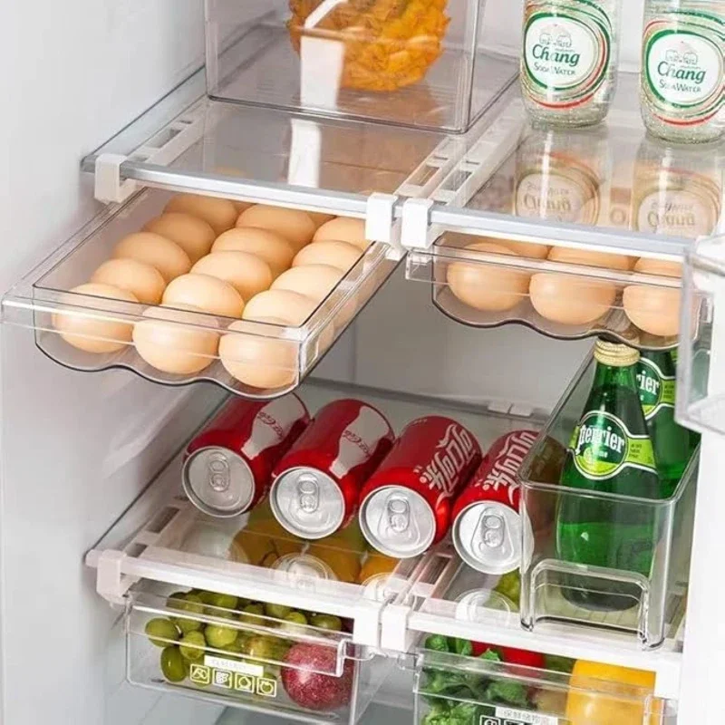 Wall-mounted Refrigerator Drawer Egg Storage Space-saving Kitchen Drawer-type Frozen Egg Divider Hanging Organization Artifact