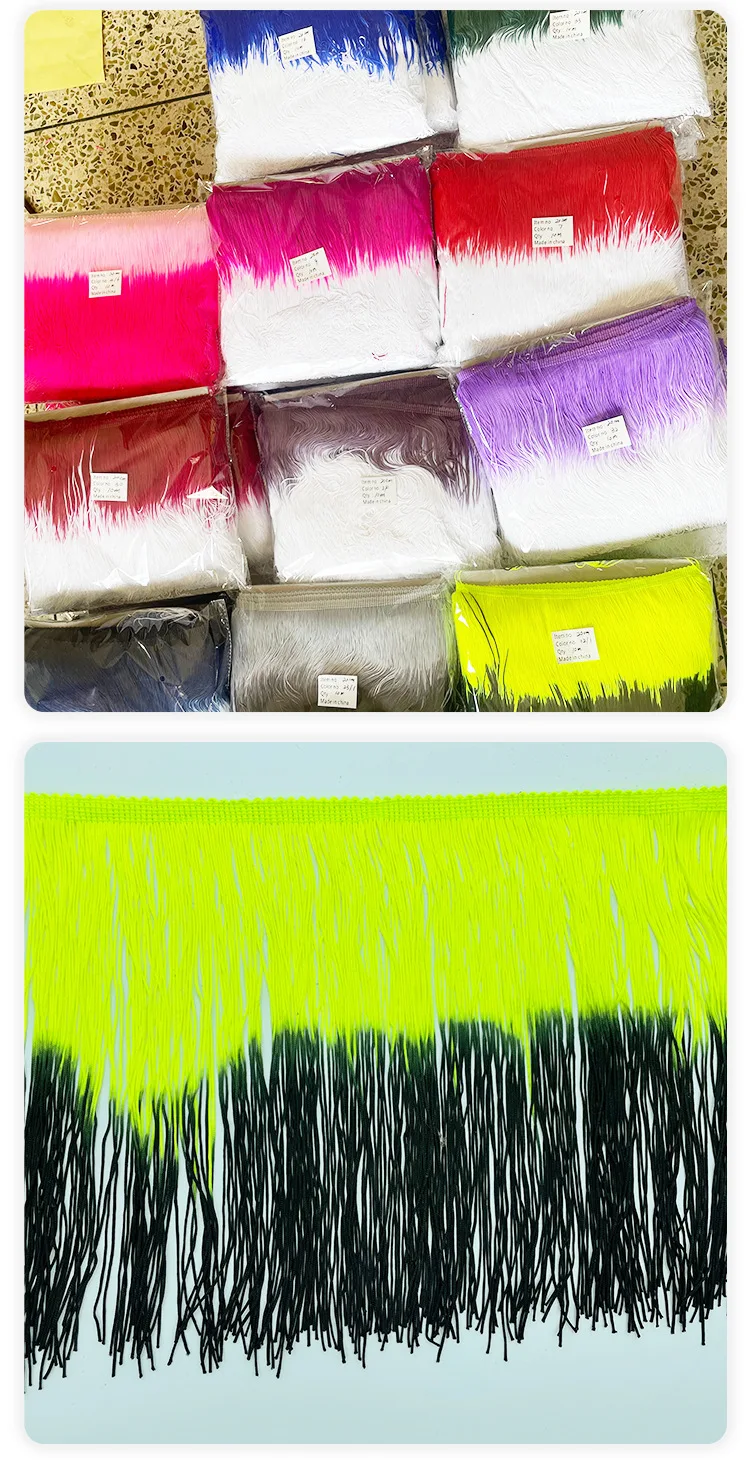 20cm Colorful Tassel Fringe Trimming for Clothing Sewing Latin Dress Stage Home Decoration Lace Trim DIY Accessories