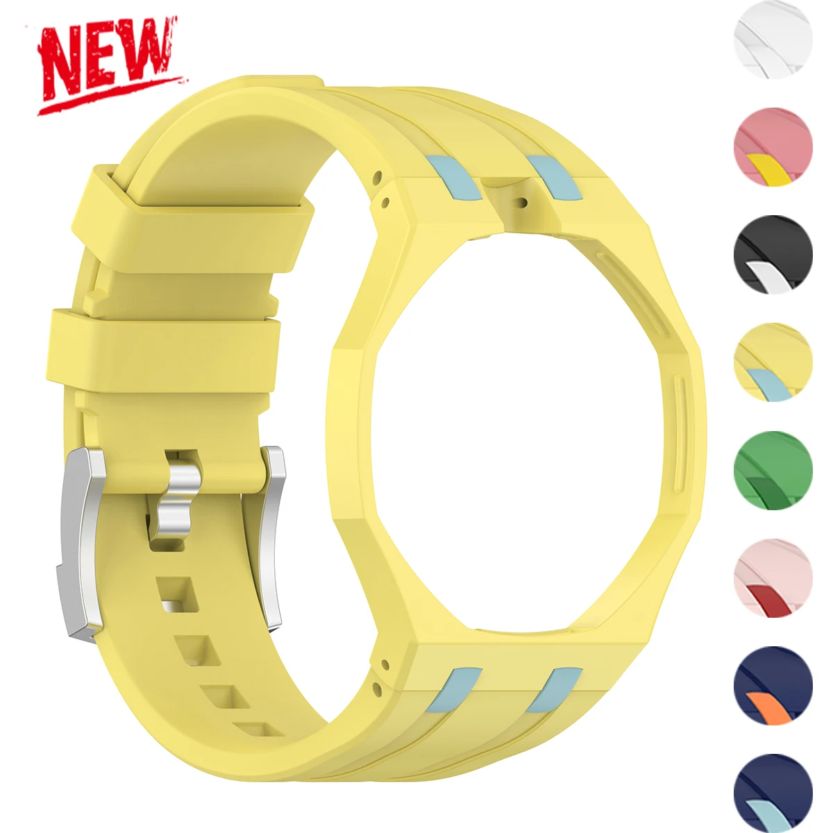 2 IN 1 PC Mod Kit Case Frame +Strap for Swatch AP Royal Pop Modification integrated Silicone Matte Cover Bumper Band Accessories