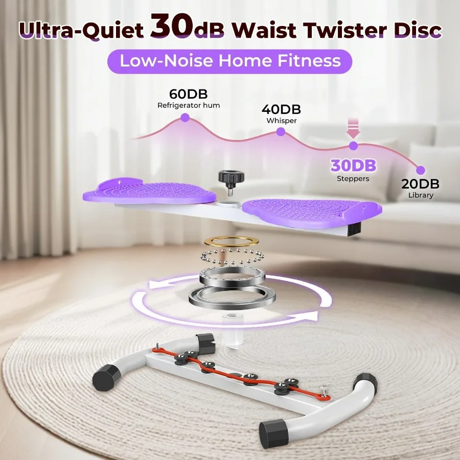 Ab Twister Board,300 lbs Capacity,Slim Waist and Core Ab Exercise,Foot Massage Design,Noiseless Home Gym Exercise