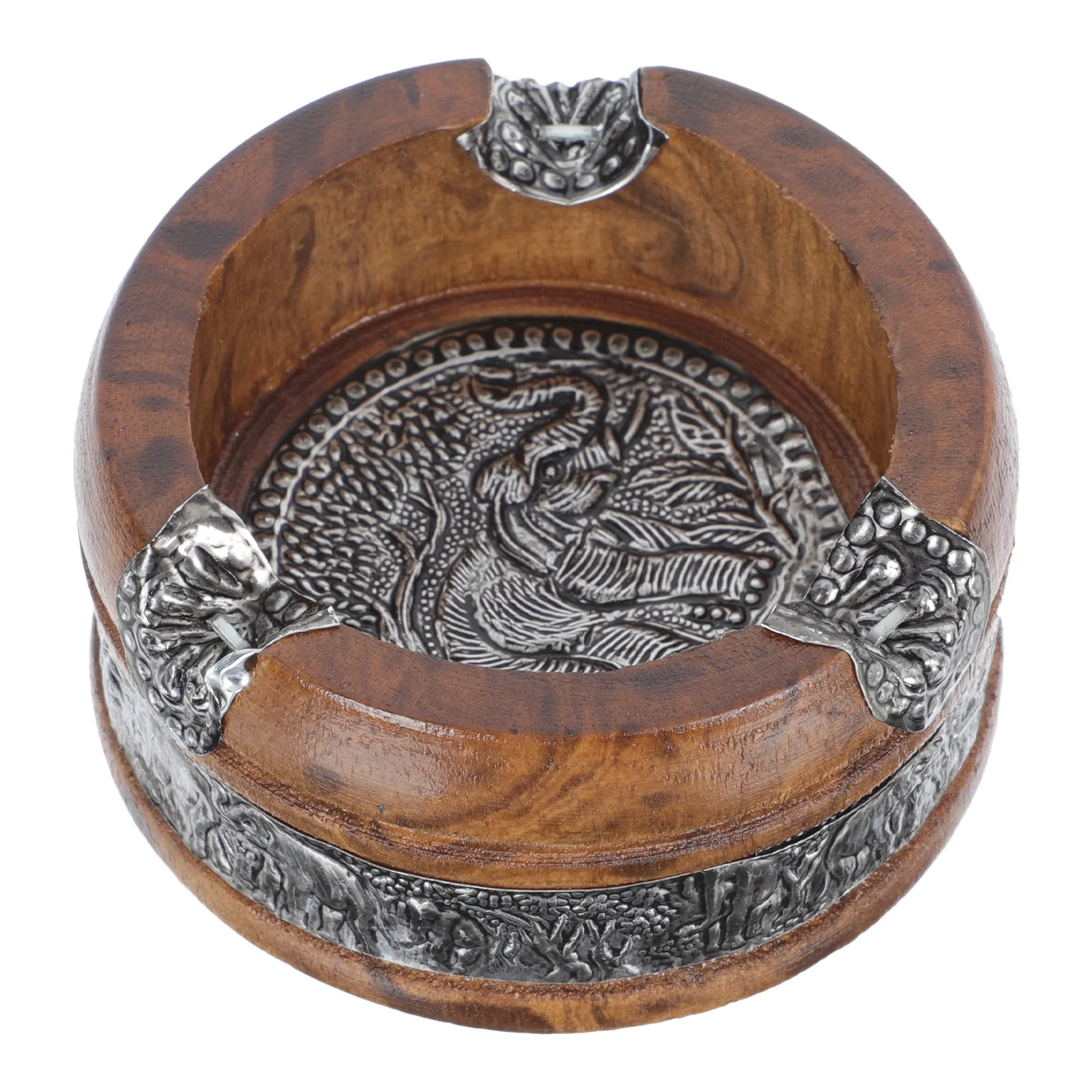 

Ashtray Household Soot Desktop Ornament Decor Vintage Solid Wood Container Wooden Office