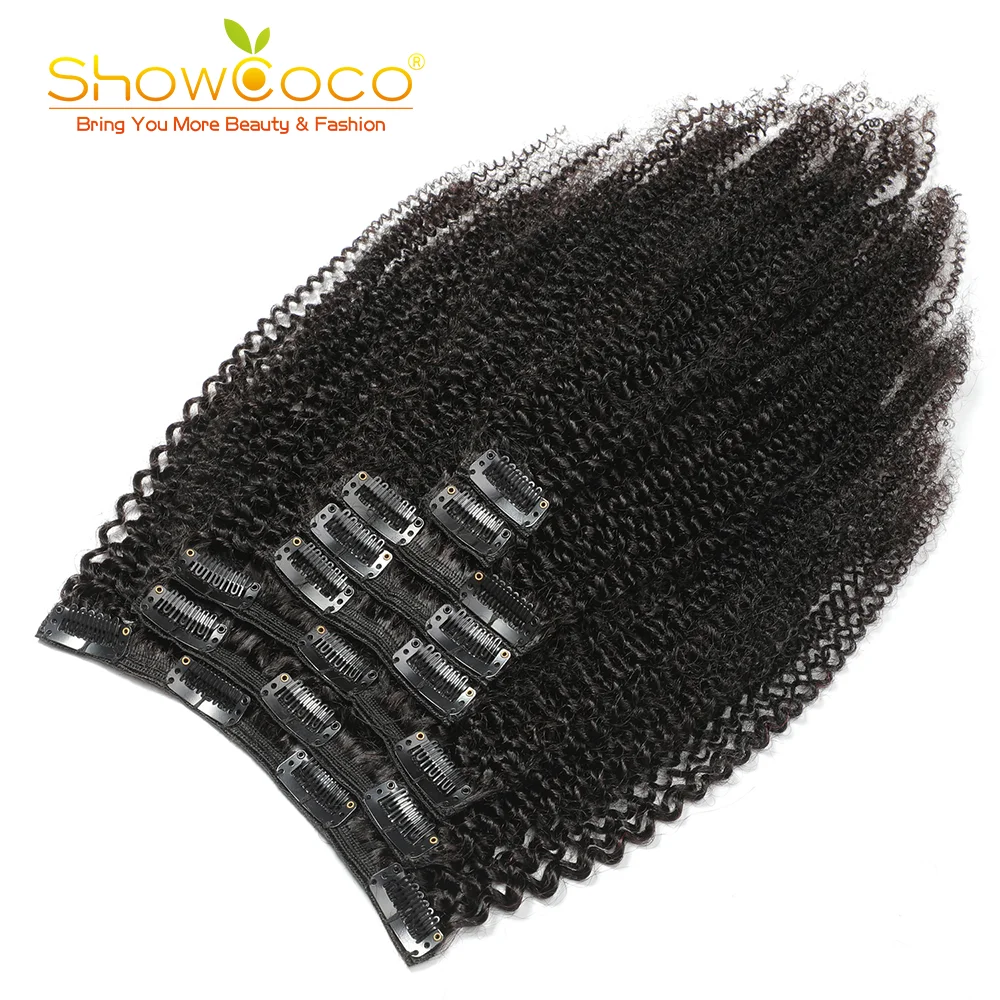 Afro Kinky Curly Clip In Human Hair Extensions Machine-Made Remy Triple Wefts Human Hair For Black Women 10inch-26inch