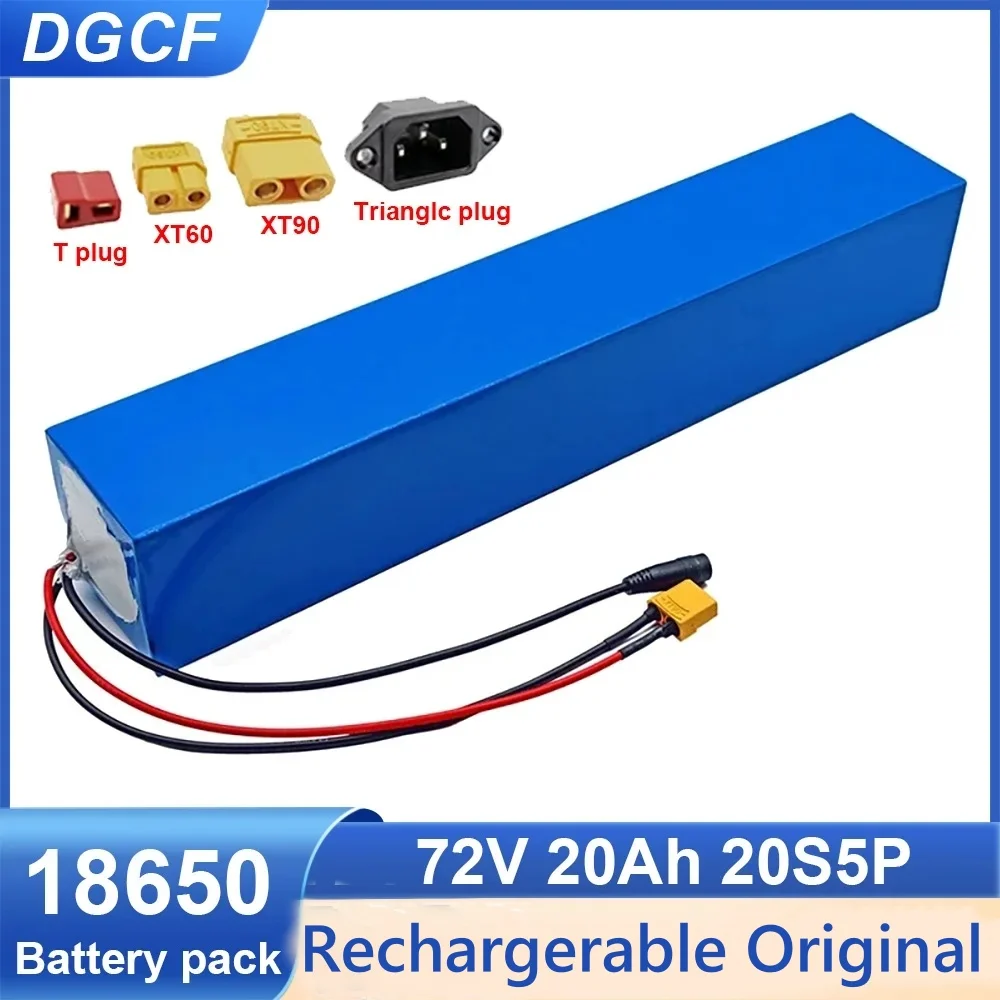 

72V 20Ah Battery Pack 20S5P for For Electric Scooter Bike Motorcycle Tricycle Rechargerable 18650 Lithium Batteries with Charger