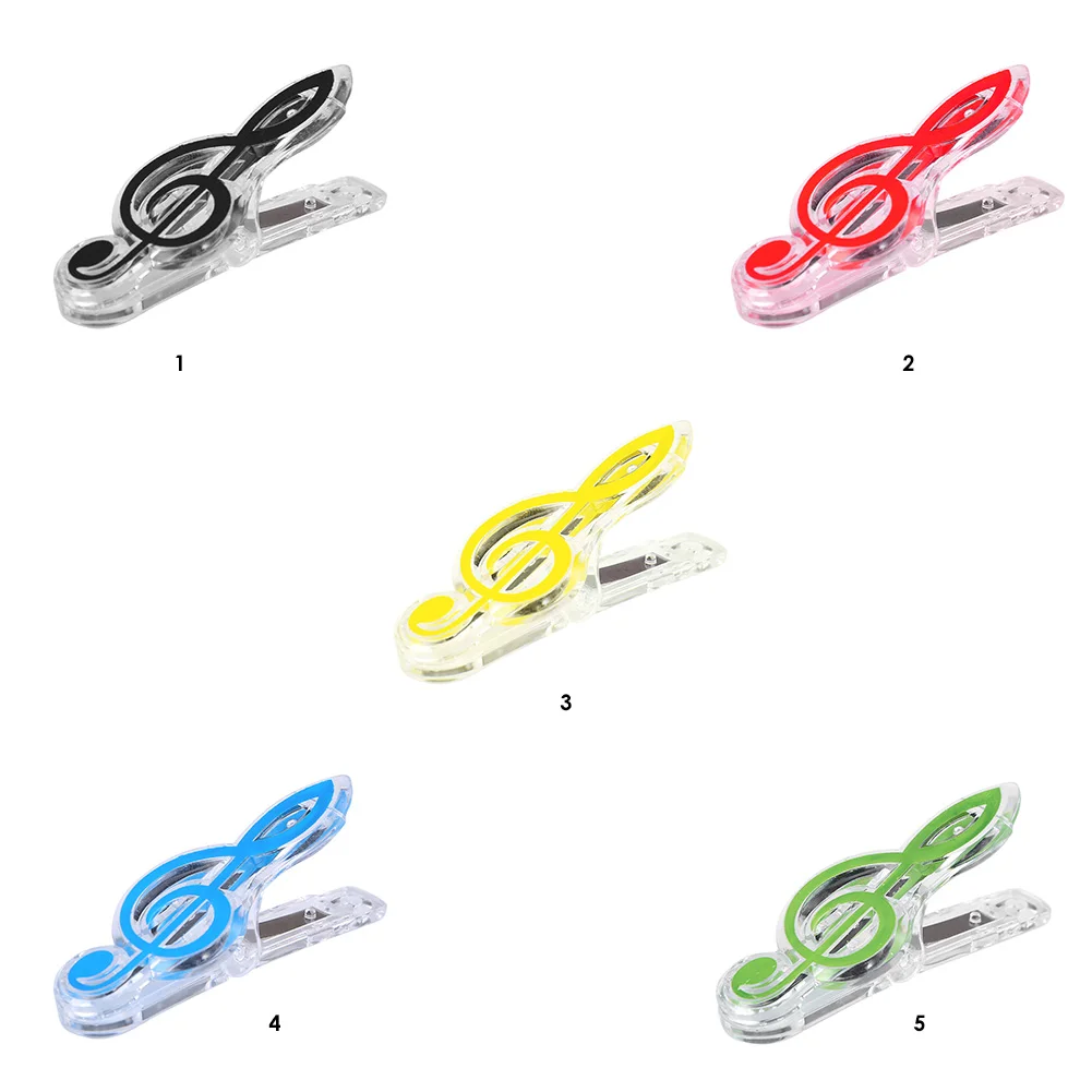1-10pcs 플라스틱 음표 문자 종이 클립 피아노 음악 책 시트 피아노 기타 바이올린 문구 용 스프링 홀더 폴더