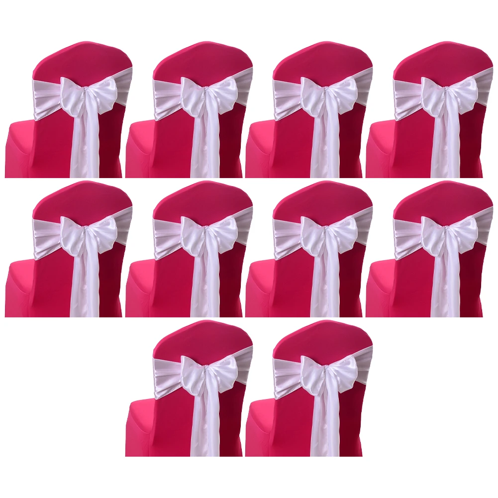 

10Pcs Chair Sashes Satin Chair Cover Bands For Wedding Party Hotel Decorations Bow Chair Straps Sashes Home Textile Tools